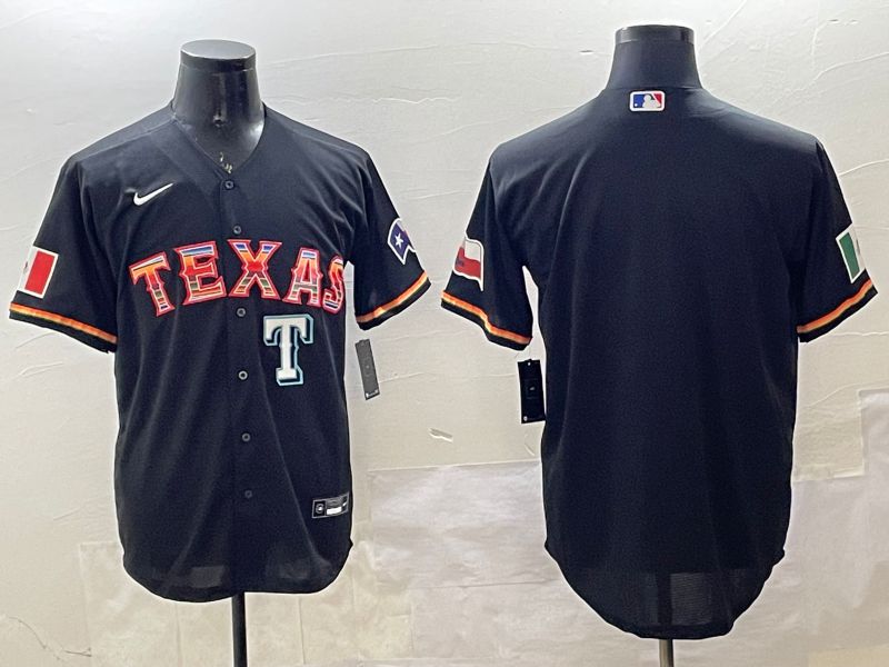 Men Texas Rangers Blank Black Mexico Game 2025 Nike MLB Jersey style 4